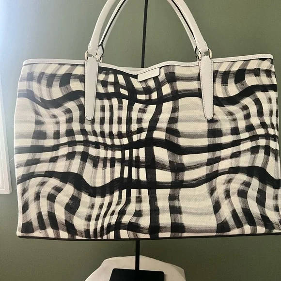 Coach Black and White Checkered Tote Bag - Picture 7 of 10